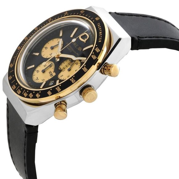 NWT Authentic Timex Q Chronograph Quartz Black Dial Men's Watch - Picture 2 of 3